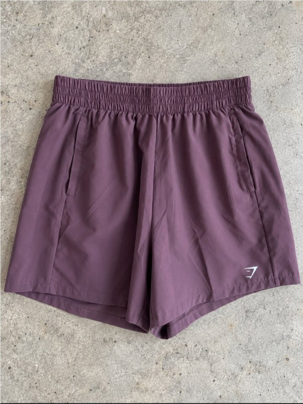 Gymshark Woven Pocket Shorts Plum Brown Elastic Waist Men Small Lightweight Gym